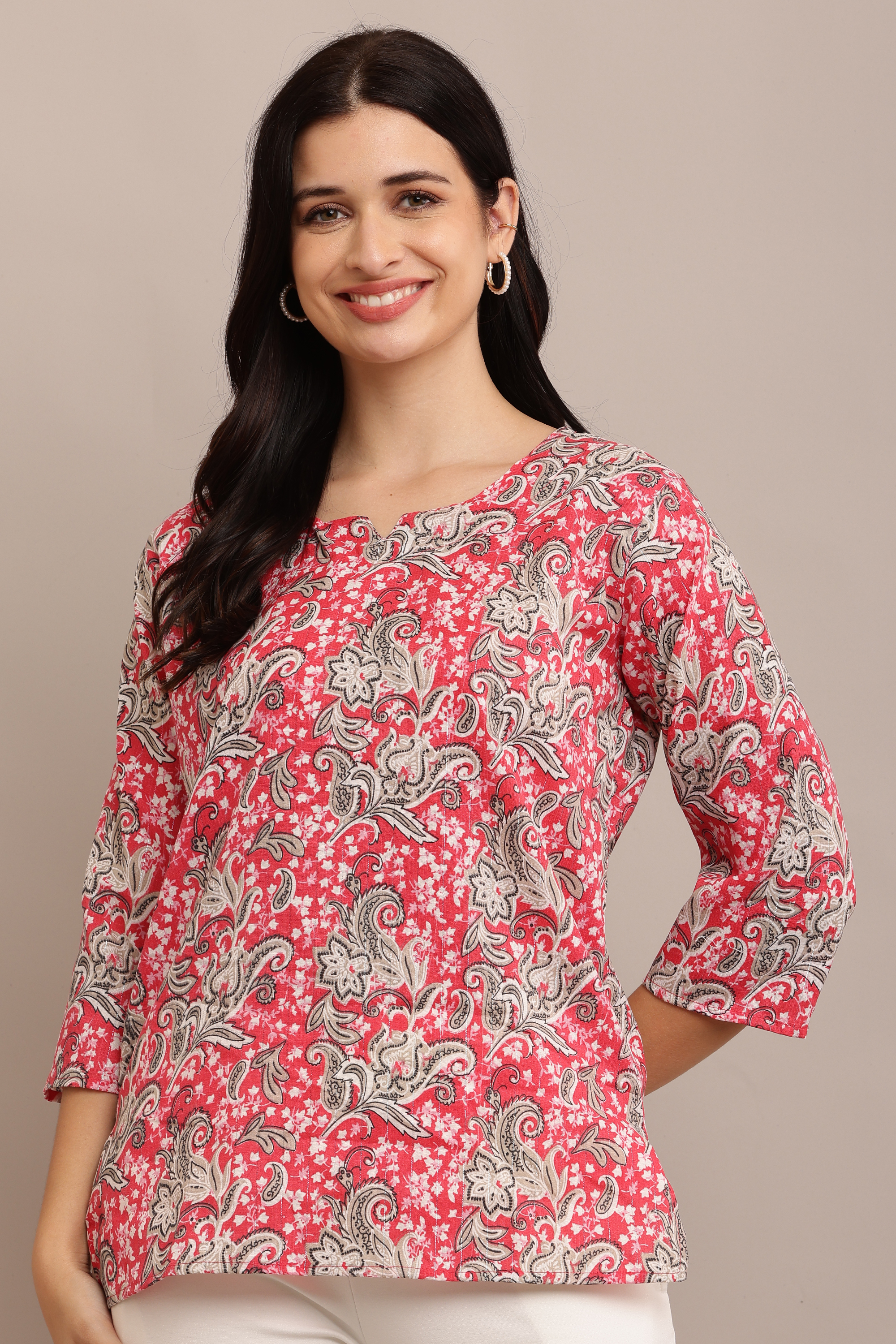 Multicolour Floral Printed Short Kurti