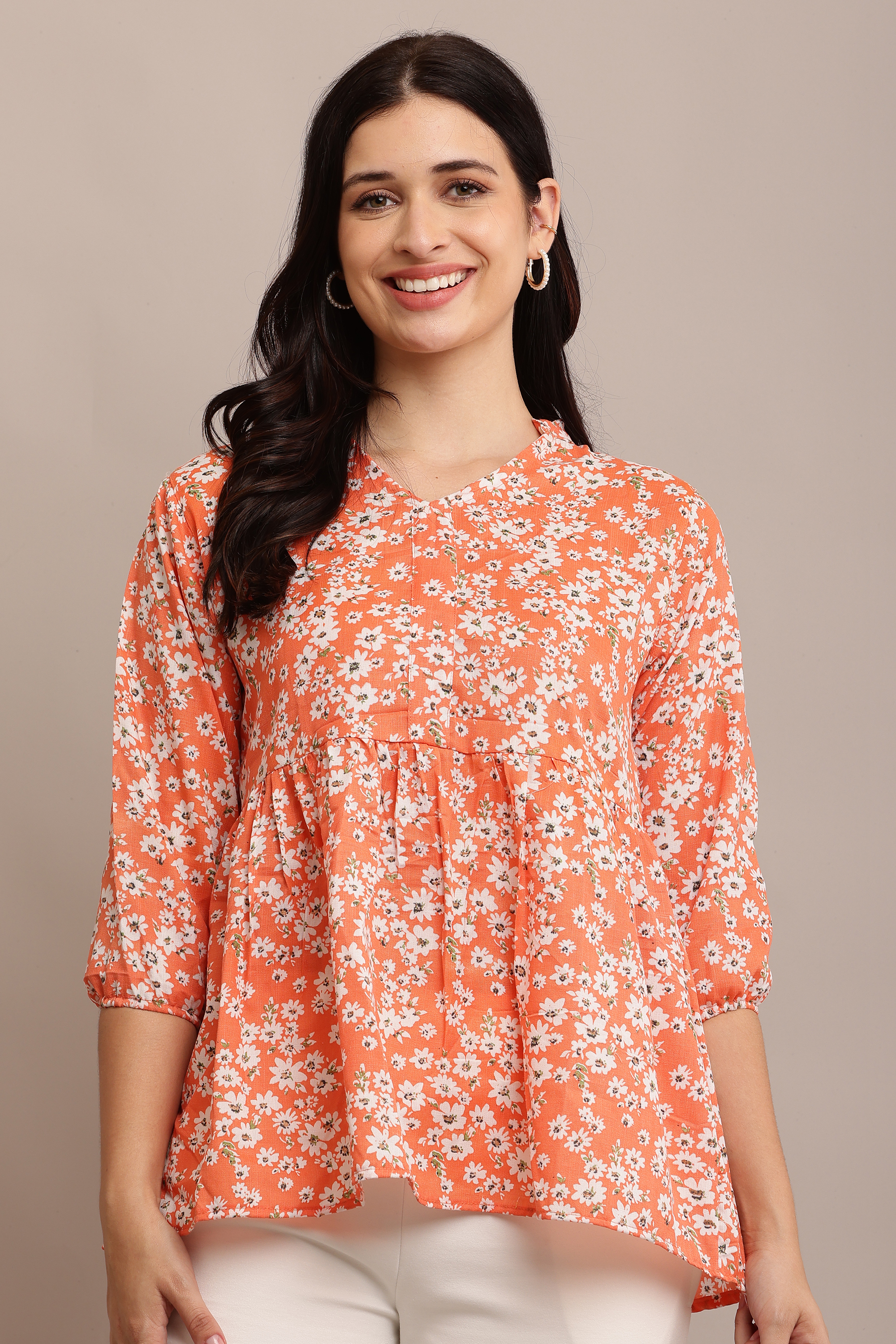 Floral Printed Orange Top